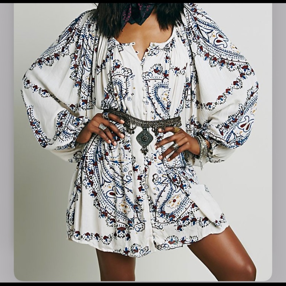 FREE PEOPLE oversized tunic dress floral paisley